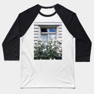 White Window Flowers Baseball T-Shirt